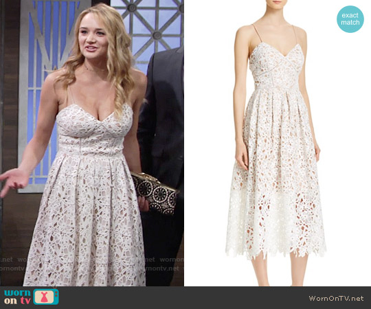 Avery G Lace Tea-Length Dress worn by Summer Newman (Hunter King) on The Young and the Restless