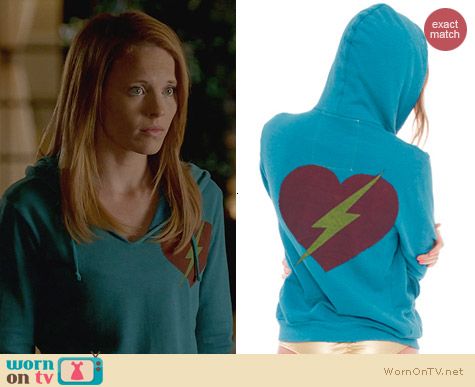 Aviator Nation Bolt Heart Hoodie worn by Katie Leclerc on Switched at Birth