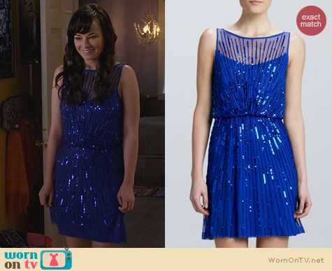 Fashion of Awkward: Aidan Mattox Blue Sequin Cocktail Dress worn by Ashley Rickards