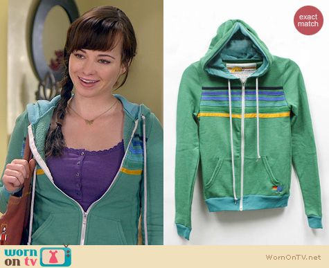 Awkward Fashion: Aviator Nation Striped Hoodie worn by Ashley Rickards