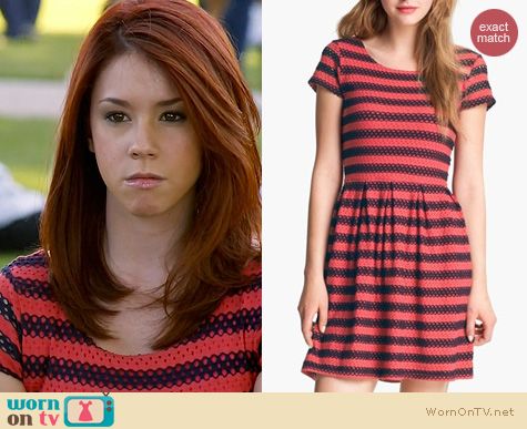 Fashion of Awkward: Eight Sixty eyelet stripe dress worn by