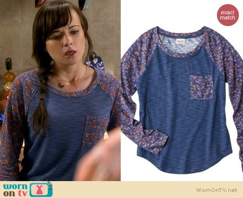 Awkward Fashion: Mossimo floral baseball tee worn by Ashley Rickards