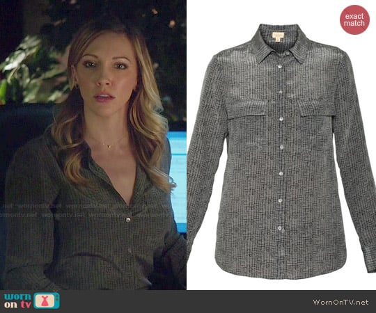 Babaton Peyton Blouse in Abstract Grid worn by Laurel Lance (Katie Cassidy) on Arrow