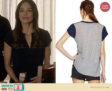 Babaton Phillip T-Shirt in Royal Navy/H. Grey worn by Kristin Kreuk on BATB