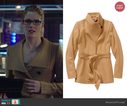 Babaton Spencer Coat in Constant Camel worn by Emily Bett Rickards on Arrow