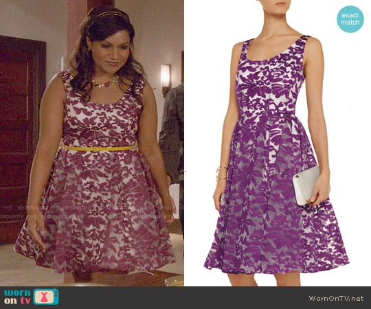 Badgley Mischka Embroidered Organza Dress worn by Mindy Lahiri (Mindy Kaling) on The Mindy Project