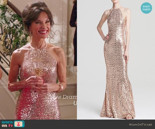 Badgley Mischka Sequin Halter Gown worn by Genevieve Delatour (Susan Lucci) on Devious Maids