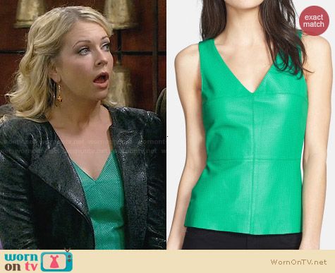 Bailey 44 Planetoid Perforated Leather Front Tank worn by Melissa Joan Hart on Melissa & Joey