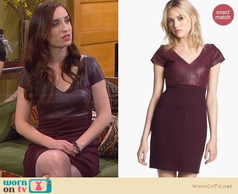 Bailey 44 Dante Faux Leather Dress in Port worn by Zoe Lister Jones on FWBL