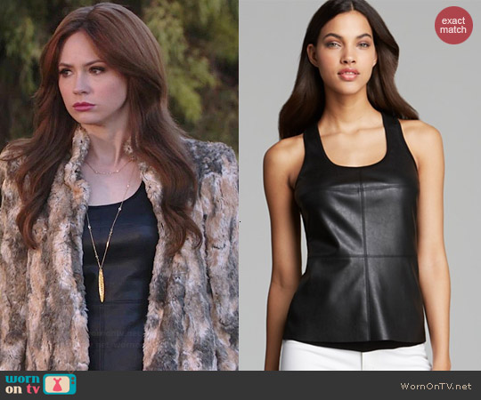 Bailey 44 Keats Faux Leather Top worn by Karen Gillan on Selfie