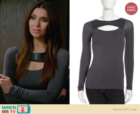 Bailey 44 Touch Screen Leather Cutout Top worn by Roselyn Sanchez on Devious Maids