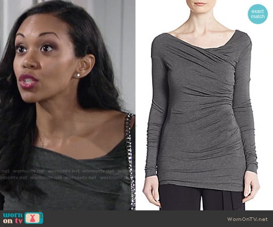 Bailey 44 Try Them Knit Top in Mercury worn by Hilary Curtis (Mishael Morgan) on The Young and the Restless