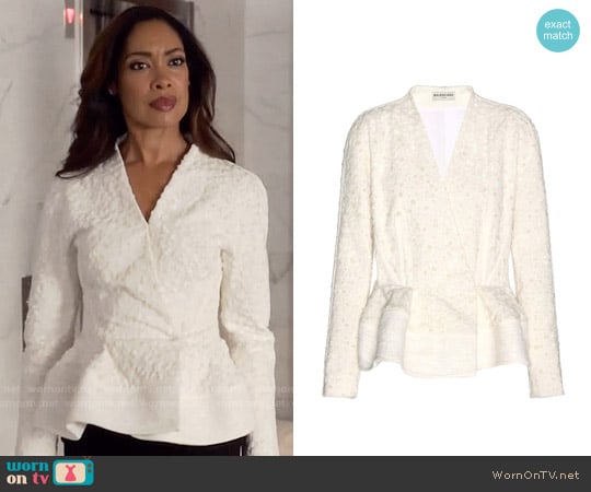 Balenciaga Fil coupé cotton-blend jacket worn by Jessica Pearson (Gina Torres) on Suits