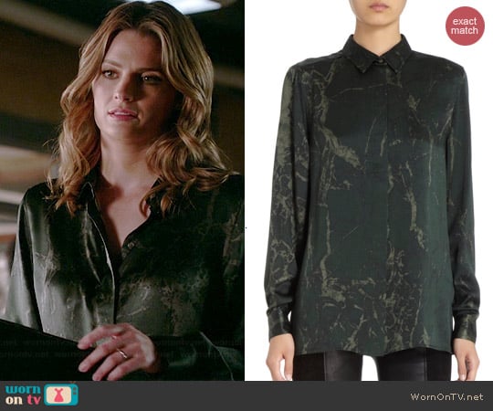 Balenciaga Marble Print Blouse worn by Stana Katic on Castle