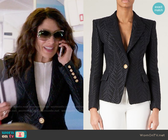 Balmain Jacquard Blazer worn by Abby McCarthy (Lisa Edelstein) on Girlfriends Guide to Divorce