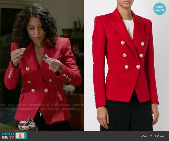 Balmain Red Fitted Blazer worn by Abby McCarthy (Lisa Edelstein) on Girlfriends Guide to Divorce