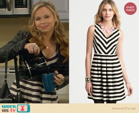 Banana Republic Striped Dress in Black Combo worn by Amanda Fuller on Last Man Standing