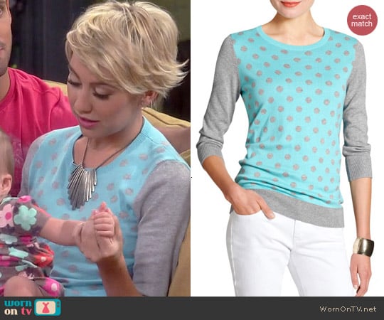 Banana Republic Three Quarter Sleeve Polka Dot Sweater worn by Chelsea Kane on Baby Daddy