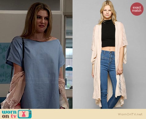 Band of Gypsies Lace Godet Kimono Jacket worn by Zoe Levin on Red Band Society