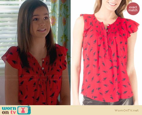 Band of Outsiders Bunny Print Blouse worn by Bailee Madison on Trophy Wife