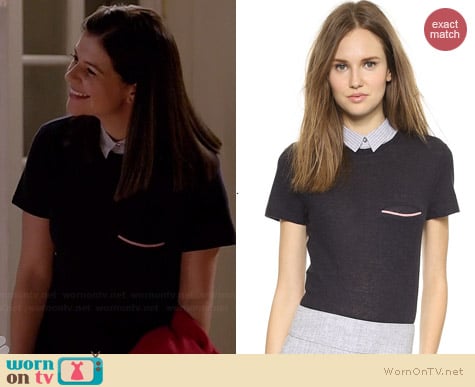 Band of Outsiders Knit Top with Shirt Collar worn by Casey Wilson on Marry Me