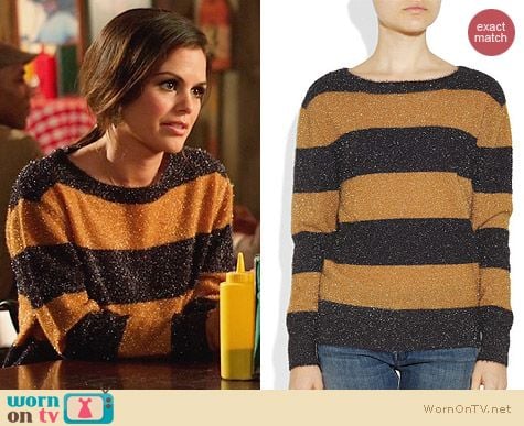 Band of Outsiders Tinseltextured Striped Sweater worn by Rachel Bilson on Hart of Dixie