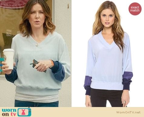 Band of Outsiders Tonal Silk Sweatshirt worn by Christa Miller on Cougar Town