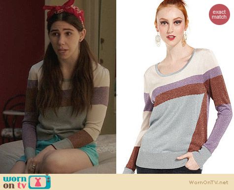 Bar III Colorblock Sweater worn by Zosia Mamet on Girls