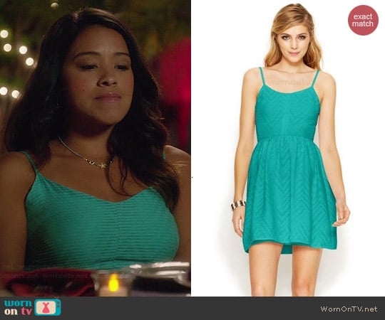 Bar III Chevron Striped A-Line Dress worn by Gina Rodriguez on Jane the Virgin