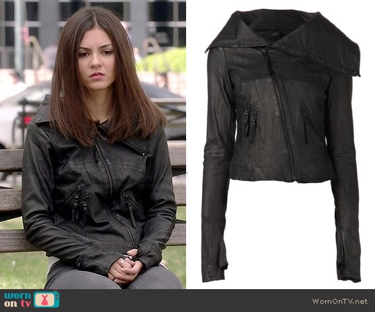 Barbara | Gongini Gloved Leather Jacket worn by Victoria Justice on Eye Candy