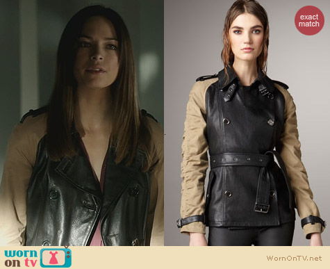 BATB Fashion: Burberry Brit Canvas Sleeve Leather Trench Coat worn by Kristin Kreuk