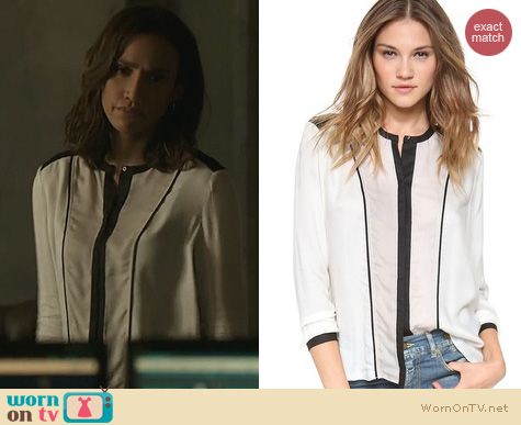 BATB Fashion: Helmut Lang Contrast Trim Blouse worn by Nina Lisandrello