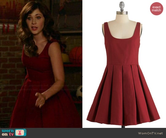 BB Dakota Dane Dress in Wine worn by Zooey Deschanel on New Girl