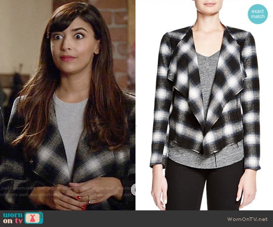 BB Dakota Draped Plaid Jacket worn by Cece Parekh (Hannah Simone) on New Girl