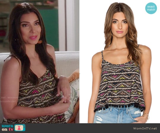 Bcbgeneration Pom Pom Trim Crop Top worn by Carmen Luna (Roselyn Sanchez) on Devious Maids