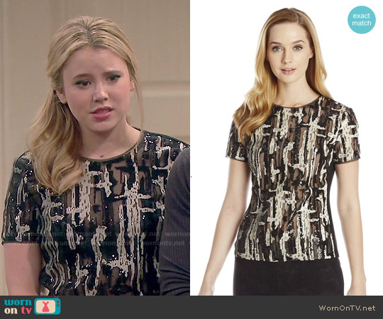 Bcbgmaxazria Larson Brushstroke Sequin Top worn by Lennox Scanlon (Taylor Spreitler) on Melissa and Joey