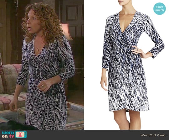 Bcbgmaxazria Adele Dress in Dark Navy Combo worn by Anne Milbauer (Meredith Scott Lynn) on Days of our Lives