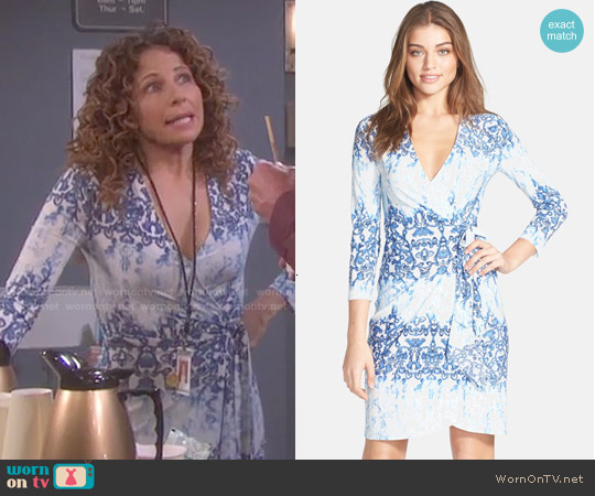 Bcbgmaxazria Adele Dress in Light Aqua Mist Combo worn by Anne Milbauer (Meredith Scott Lynn) on Days of our Lives