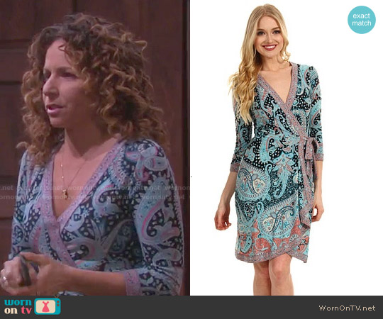 Bcbgmaxazria Adele Dress in Tahiti Blue worn by Anne Milbauer (Meredith Scott Lynn) on Days of our Lives