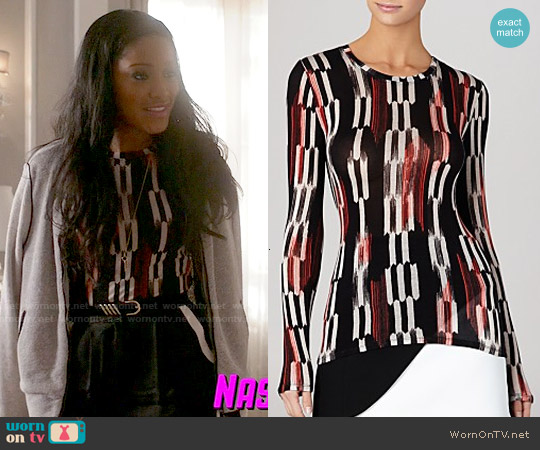 Bcbgmaxazria 'Agda' Top in Poppy Combo worn by Zayday Williams (Keke Palmer) on Scream Queens