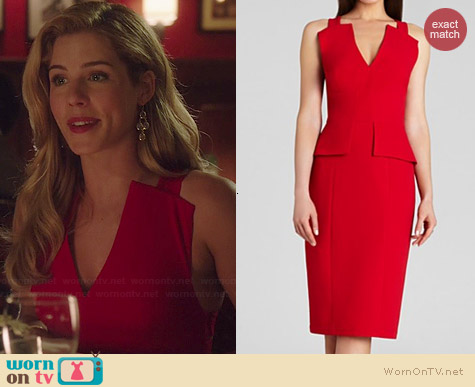 Bcbgmaxazria Alena Dress in Red worn by Emily Bett Rickards on Arrow