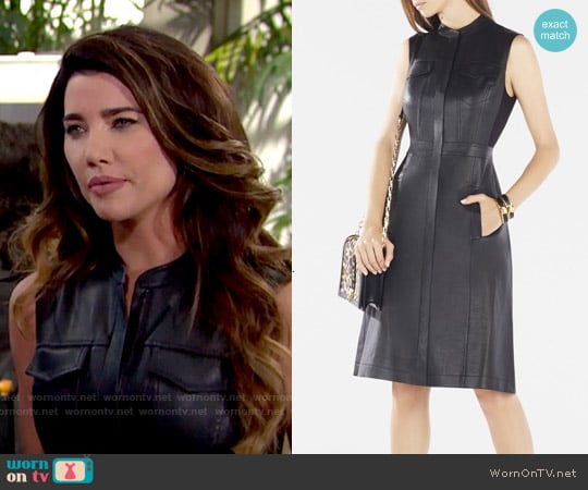 Bcbgmaxazria Allexandria Faux Leather Dress worn by Steffy Forrester (Jacqueline MacInnes Wood) on The Bold and the Beautiful