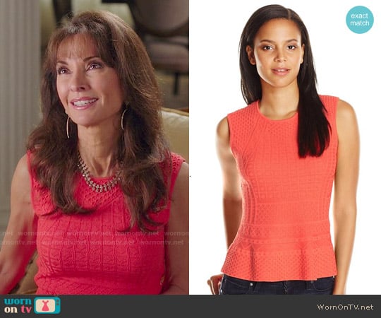 Bcbgmaxazria Alyona Peplum Top worn by Genevieve Delatour (Susan Lucci) on Devious Maids