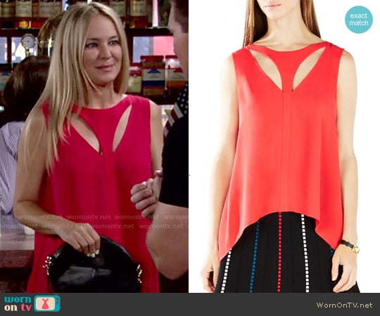 Bcbgmaxazria Anastazia Top in Red Berry worn by Sharon Newman (Sharon Case) on The Young and the Restless