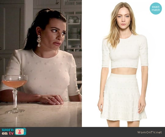 Bcbgmaxazria Aren Sweater and Gloriah Skirt worn by Hester Ulrich (Lea Michele) on Scream Queens