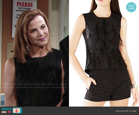 Bcbgmaxazria Cailin Feathered Top worn by Phyllis Newman (Gina Tognoni) on The Young and the Restless