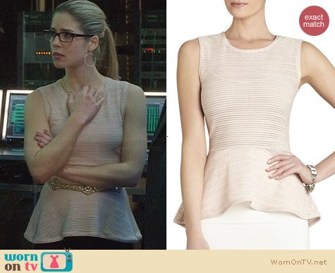 Bcbgmaxazria Evia Peplum Top worn by Emily Bett Rickards on Arrow