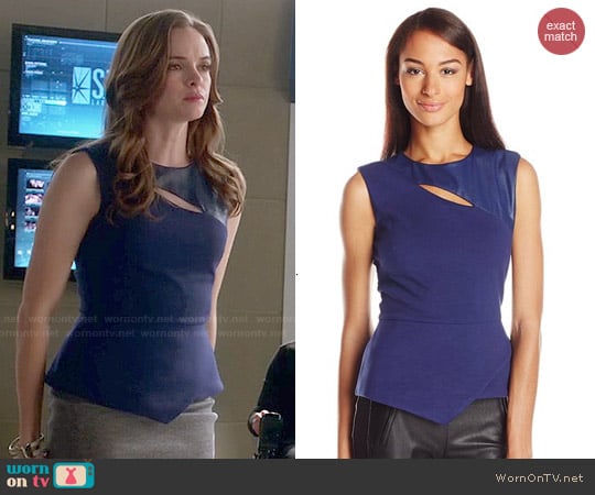 Bcbgmaxazria Farrah Leather Peplum Top worn by Caitlin Snow (Danielle Panabaker) on The Flash