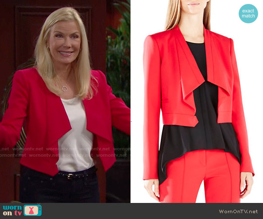 Bcbgmaxazria Franco Jacket in Red worn by Brooke Logan (Katherine Kelly Lang) on The Bold and the Beautiful