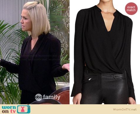 Bcbgmaxazria Jaklyn Draped Blouse worn by Jennie Garth on Mystery Girls